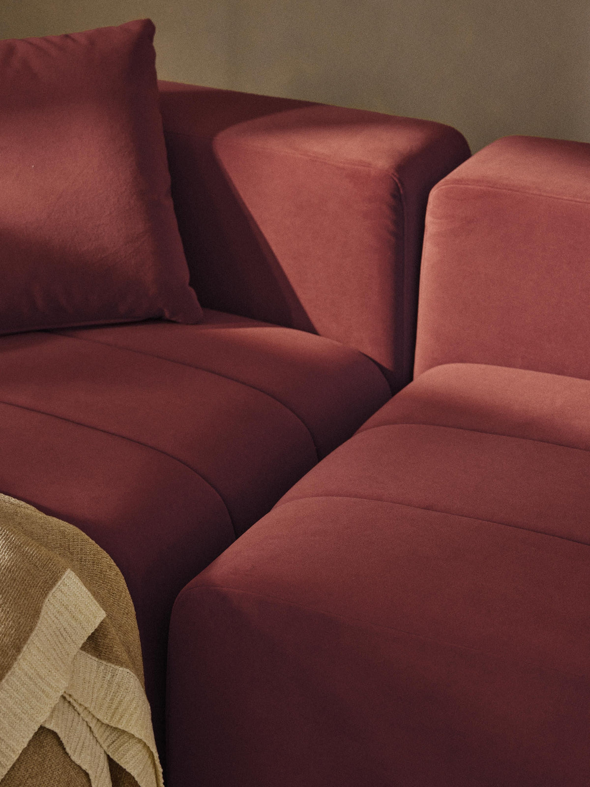 Lena Modular Velvet Sofa (2-seater) with Ottoman (left/right)