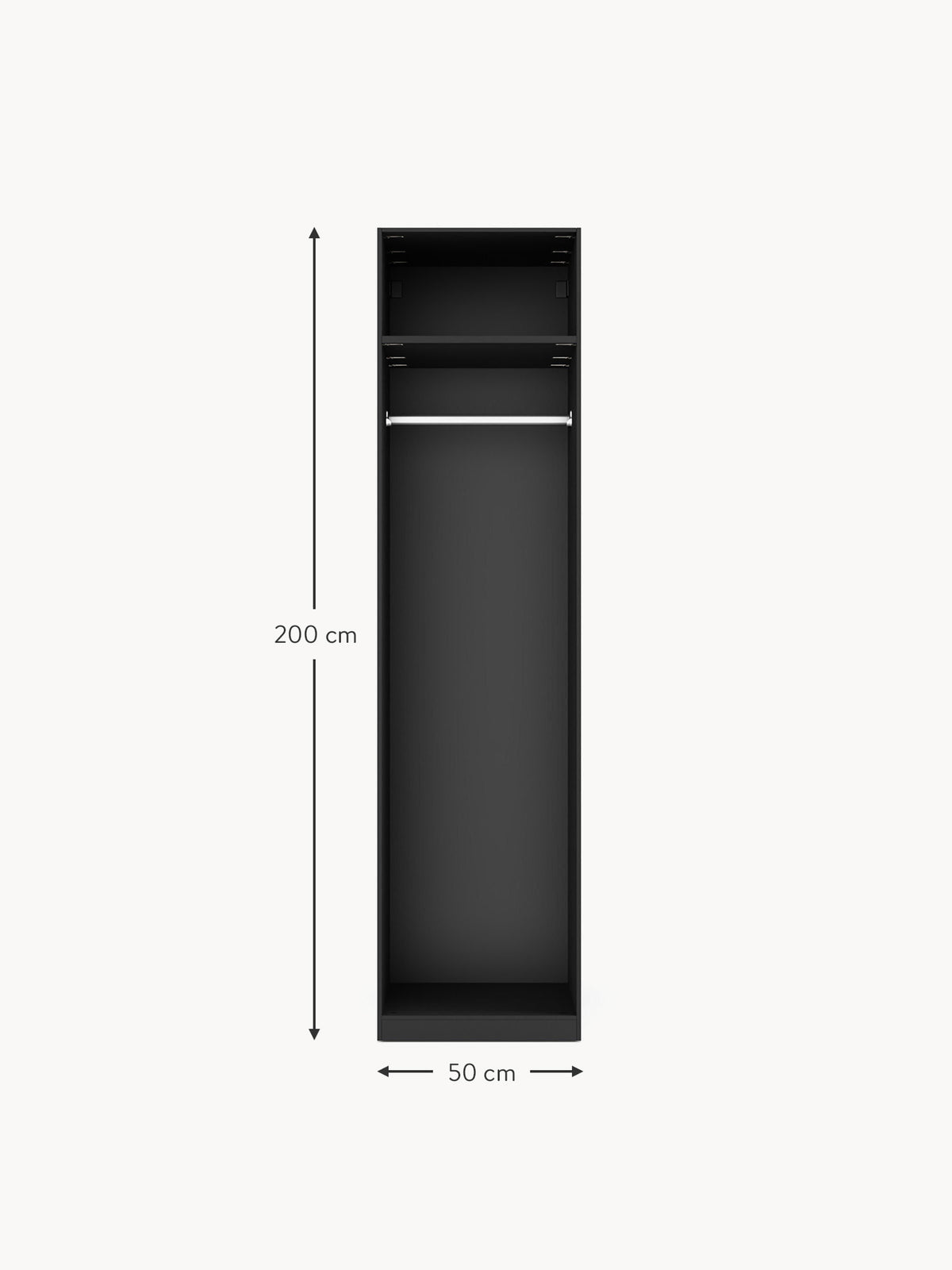Leon Modular Hinged Door Wardrobe, 50 cm Wide, in various sizes