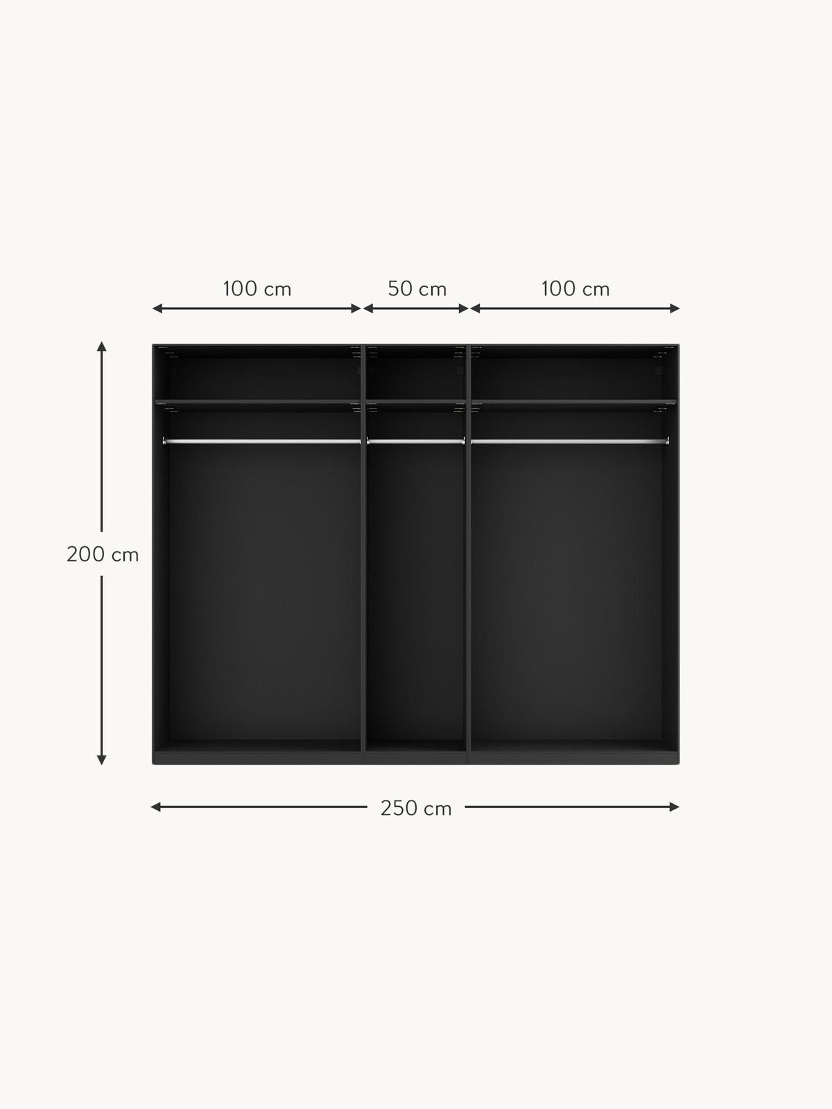 Simone Modular Revolving Door Wardrobe, 250 cm Wide, in various sizes