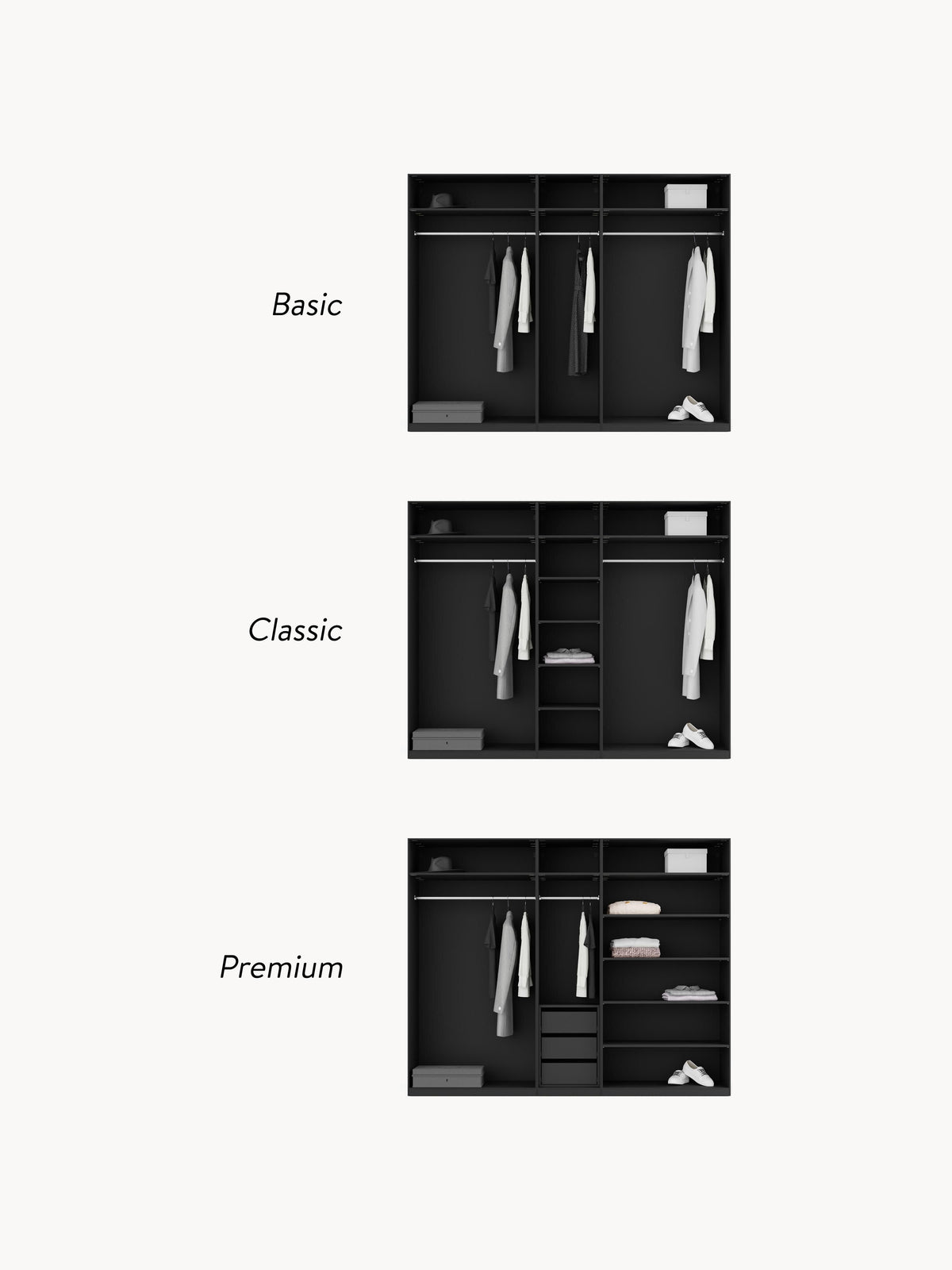 Simone Modular Revolving Door Wardrobe, 250 cm Wide, in various sizes