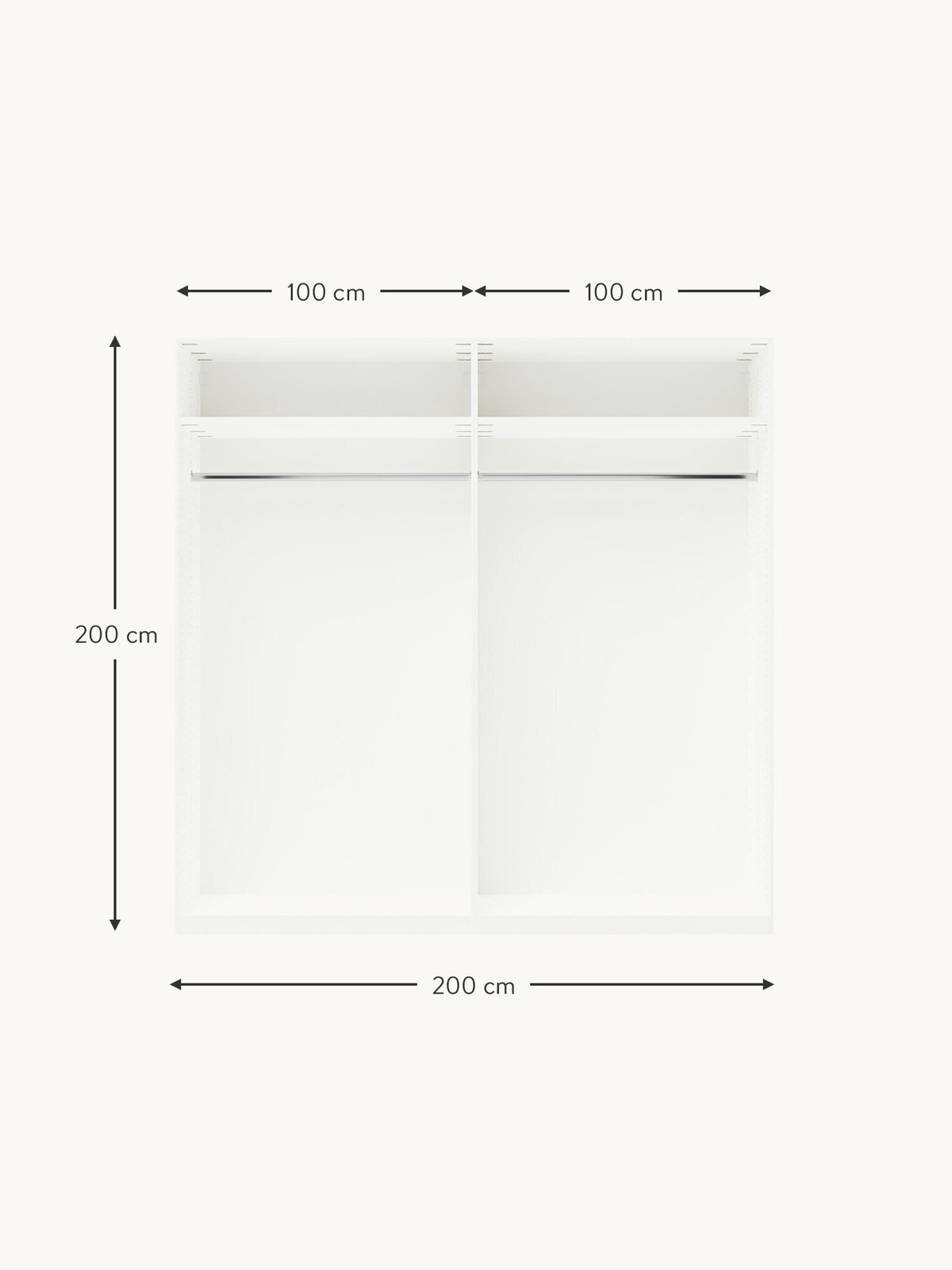 Charlotte Modular Hinged Door Wardrobe, 200 cm Wide, in various sizes
