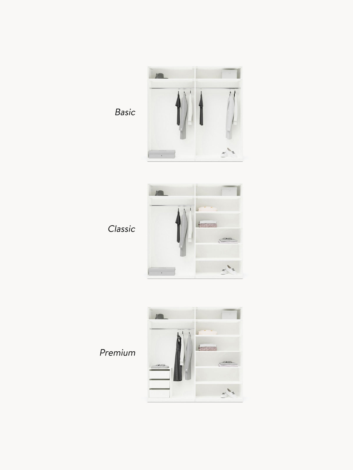 Charlotte Modular Hinged Door Wardrobe, 200 cm Wide, in various sizes