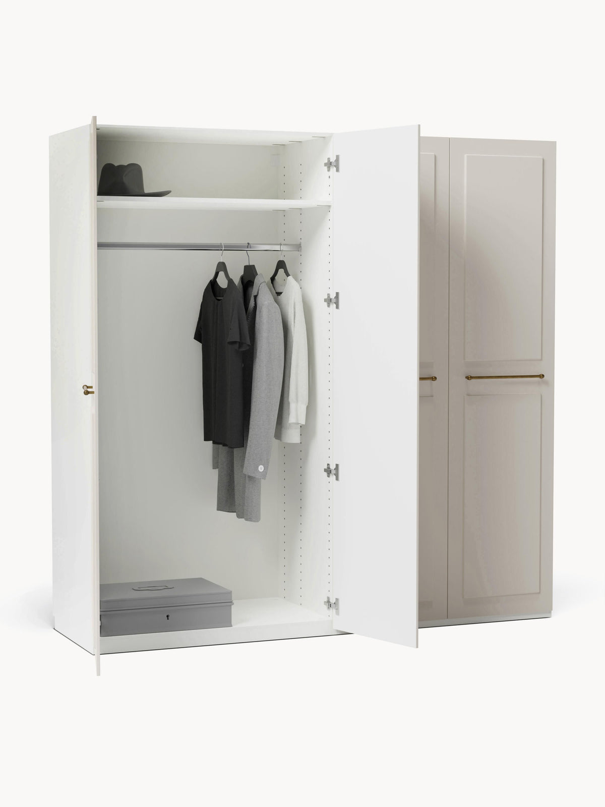 Charlotte Modular Hinged Door Wardrobe, 200 cm Wide, in various sizes