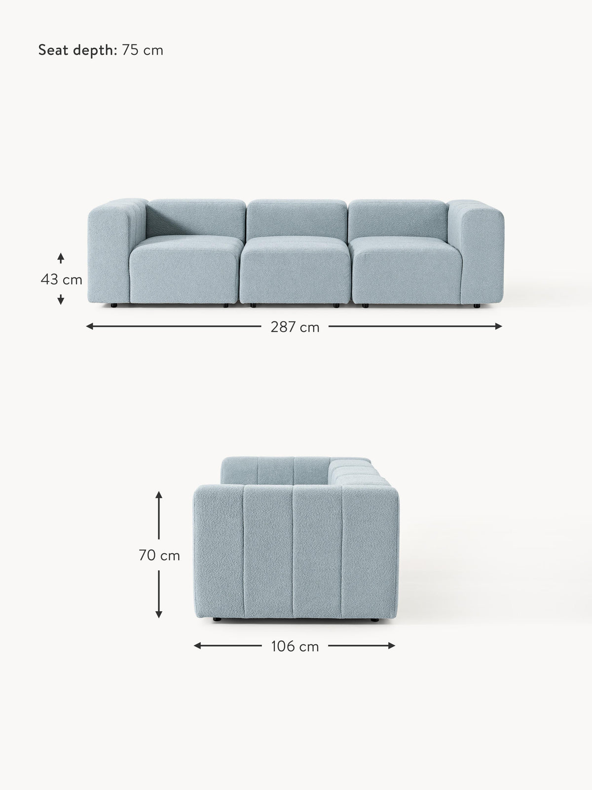 Lena Bouclé Modular Sofa (4-seater)