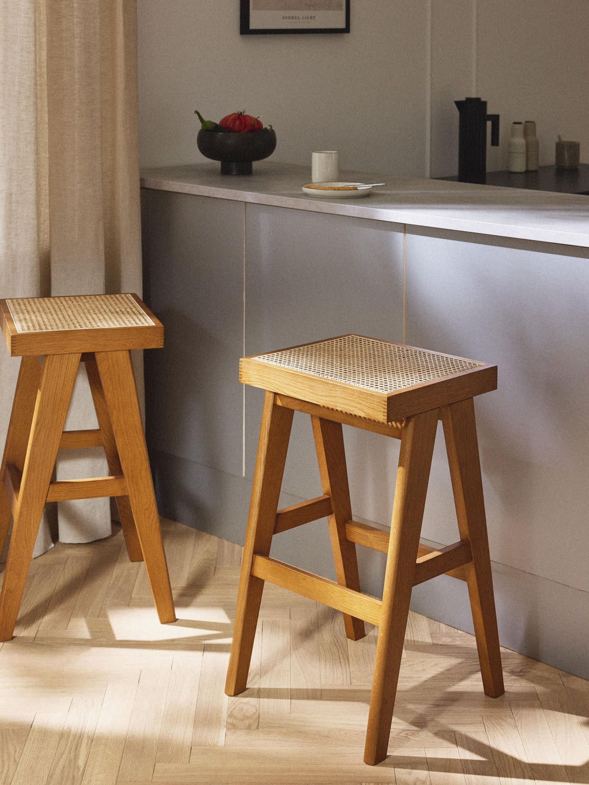 Sissi Bar Stool with Viennese Wickerwork