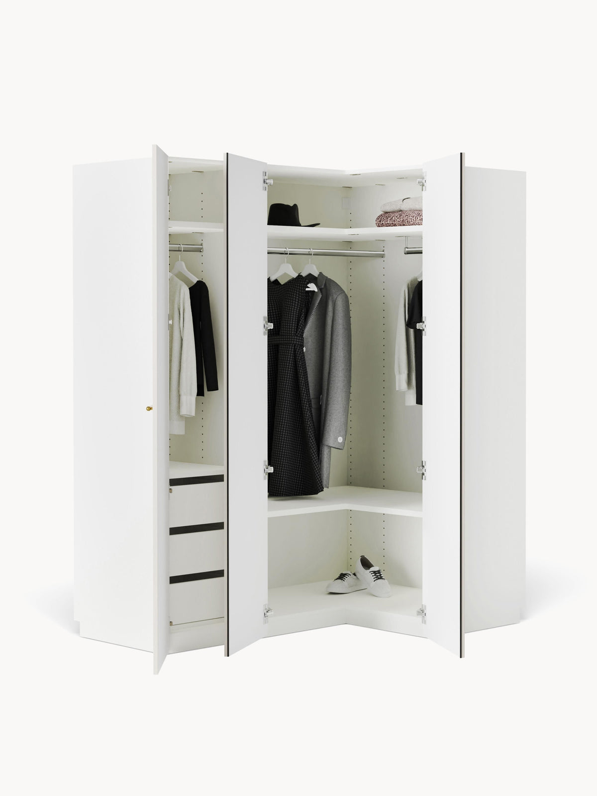Charlotte Modular Corner Wardrobe, 165 cm Wide, in various sizes