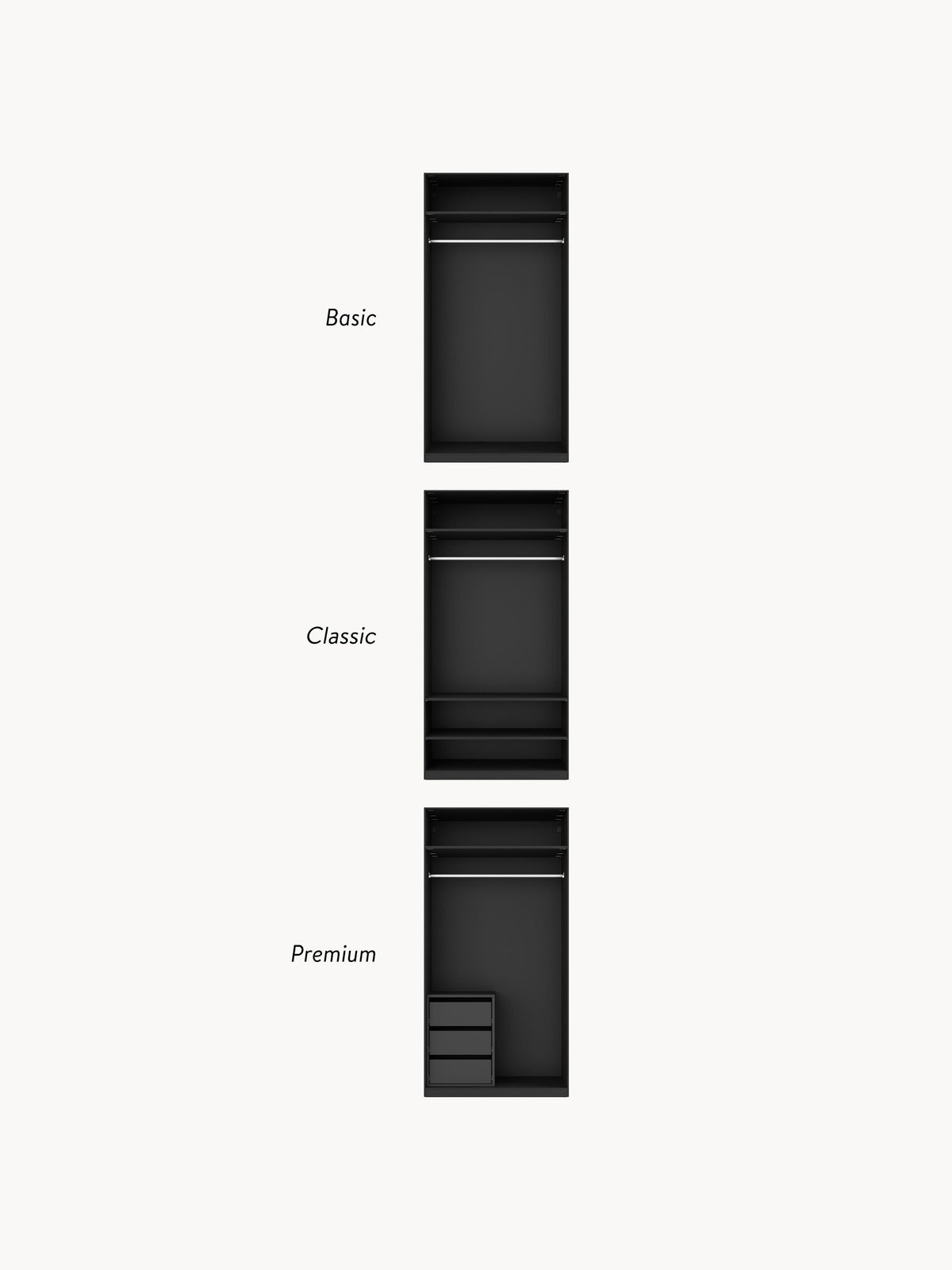 Jeanne Modular Hinged Door Wardrobe, 100 cm Wide, in various sizes