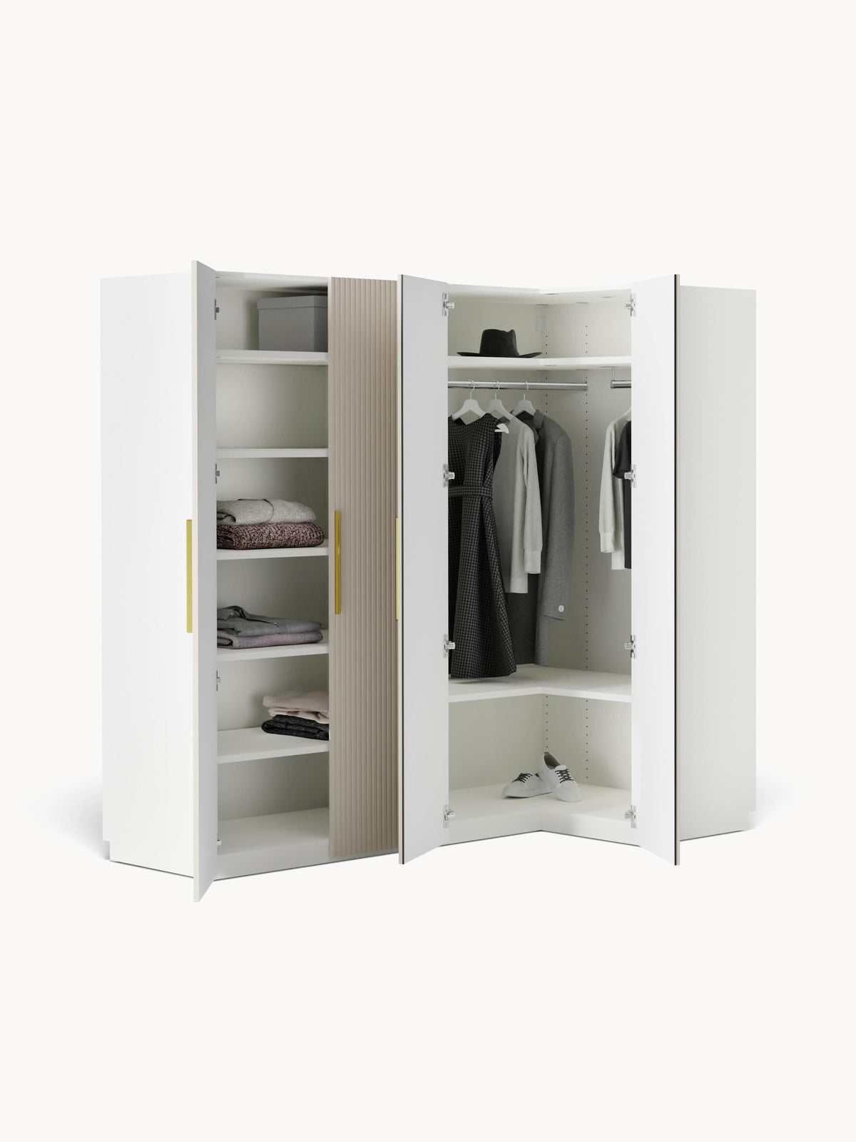 Simone Modular Corner Wardrobe, 215 cm Wide, in various sizes