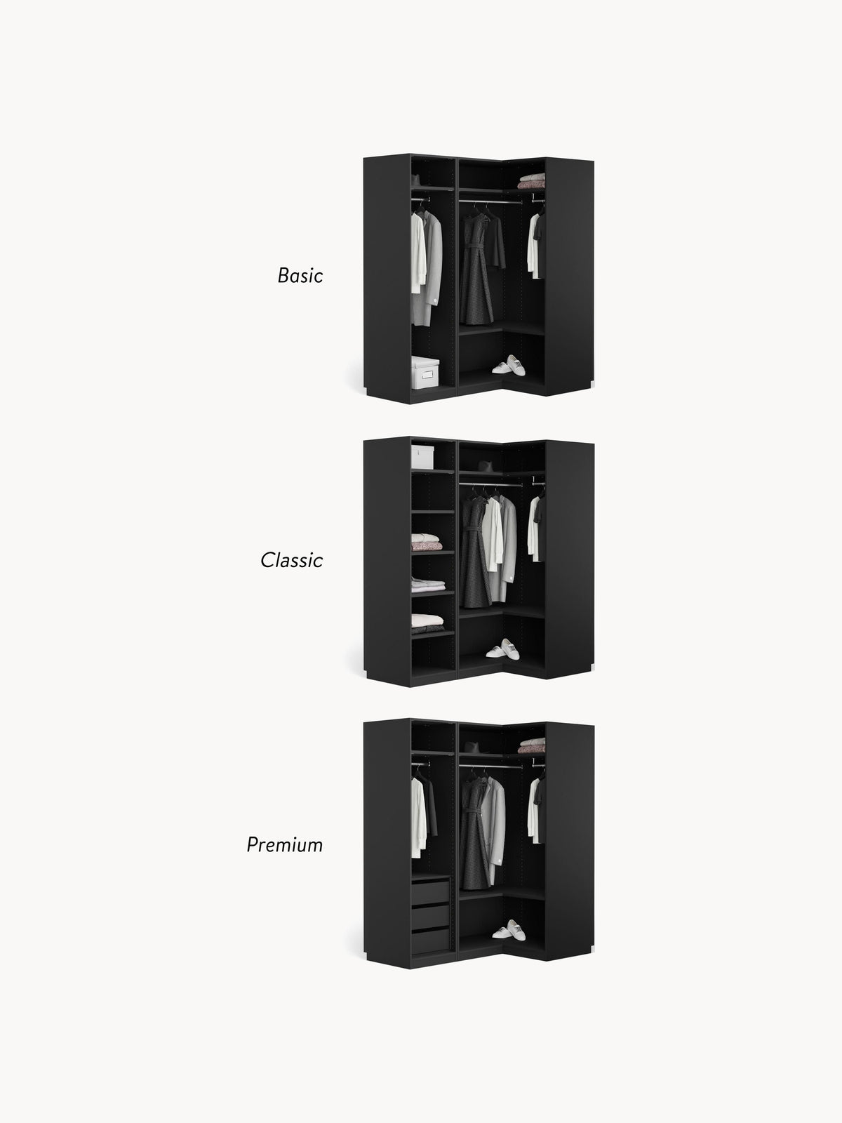Simone Modular Corner Wardrobe, 115 cm Wide