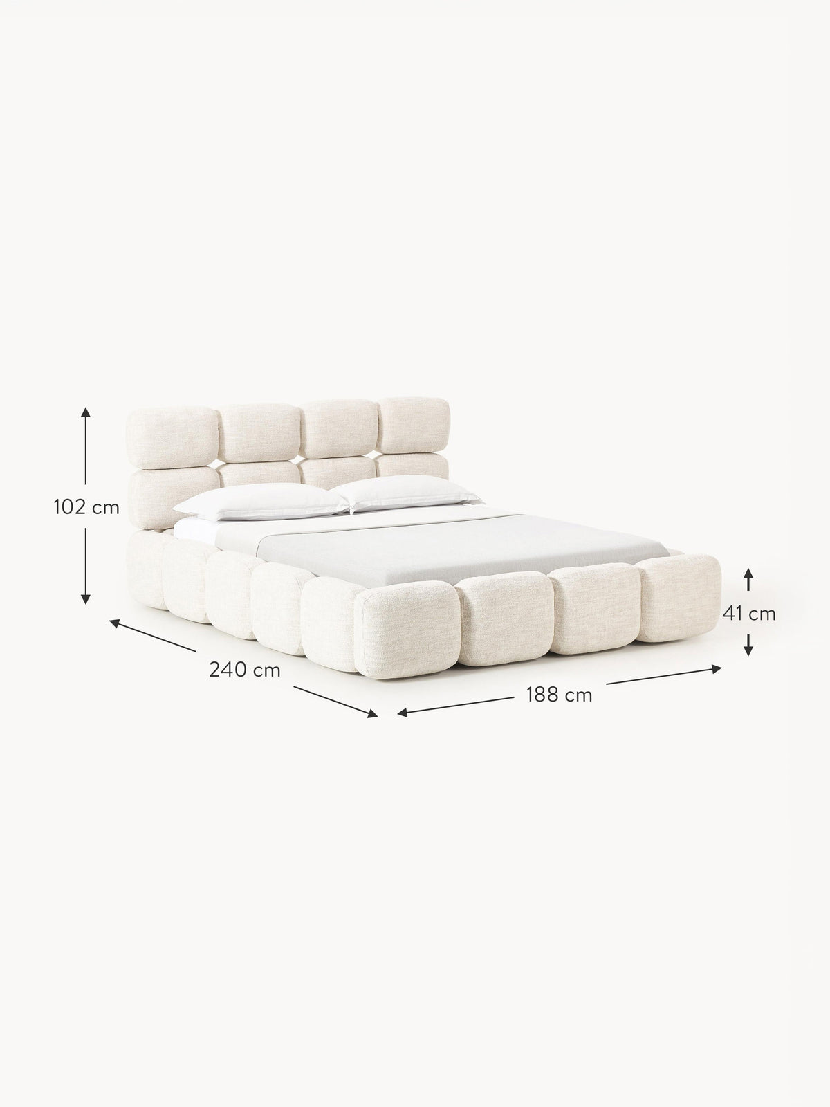 Tayla Upholstered Bouclé Bed with Storage Space