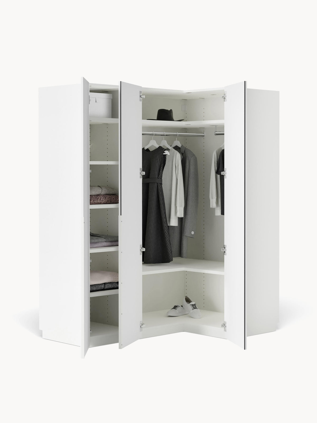 Leon Modular Corner Wardrobe, 165 cm Wide, in various sizes
