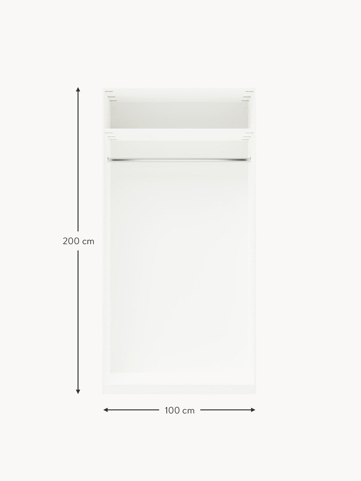 Charlotte Modular Hinged Door Wardrobe, 100 cm Wide, in various sizes