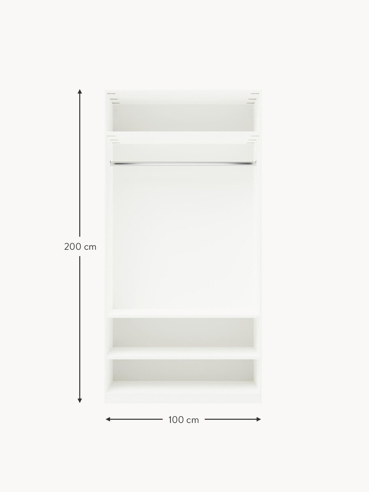 Charlotte Modular Hinged Door Wardrobe, 100 cm Wide, in various sizes