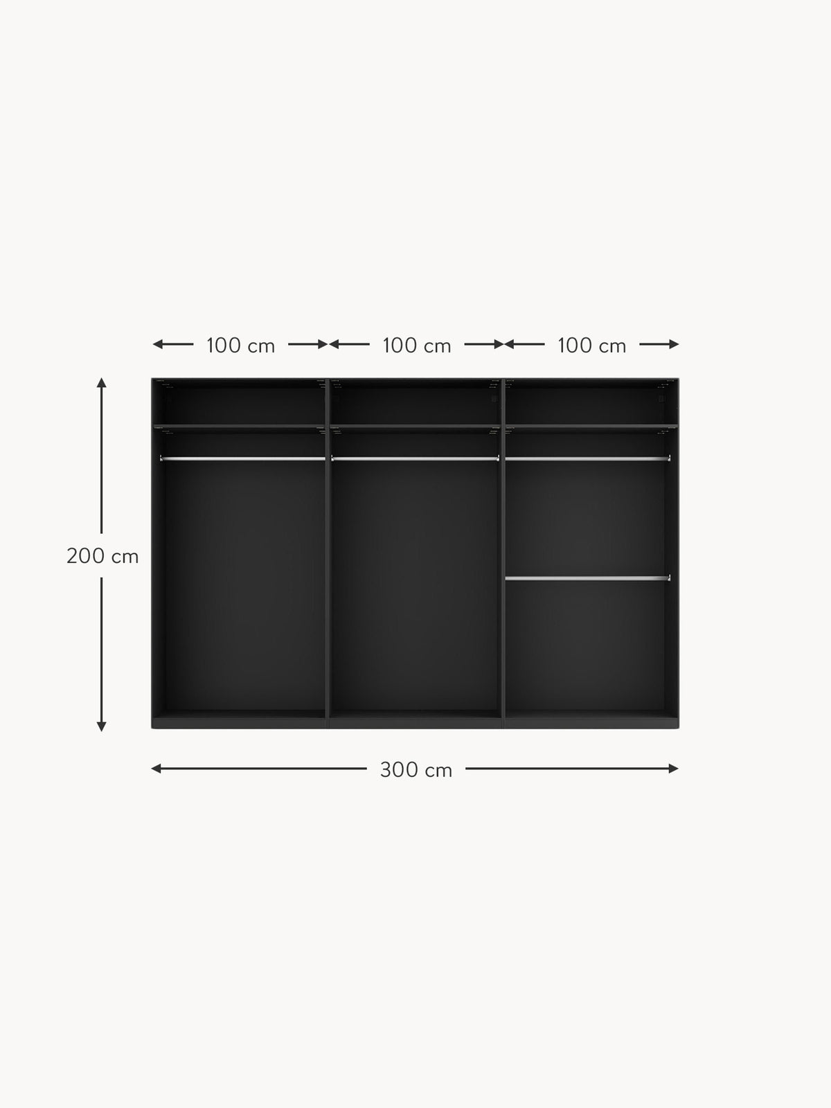 Leon Modular Hinged Door Wardrobe, 300 cm Wide, in various sizes