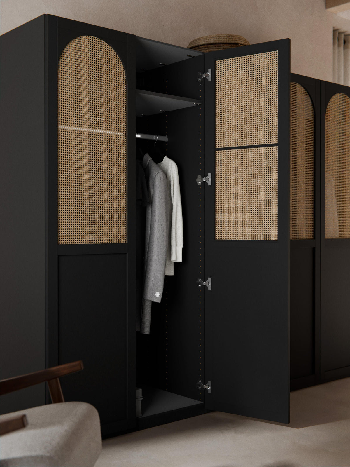 Jeanne Modular Hinged Door Wardrobe, 250 cm Wide, in various sizes