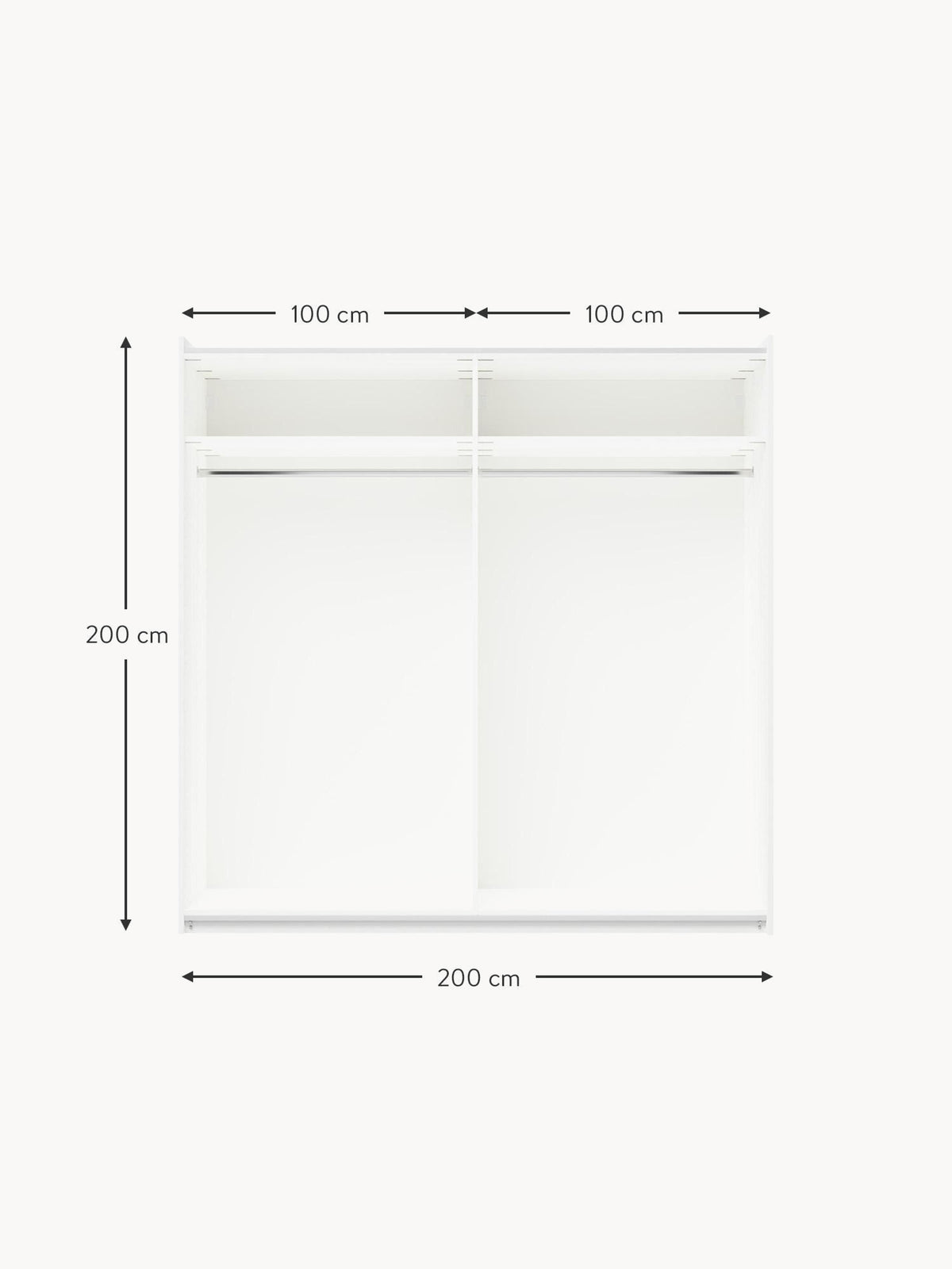 Charlotte Modular Sliding Door Wardrobe, 200 cm Wide, in various sizes