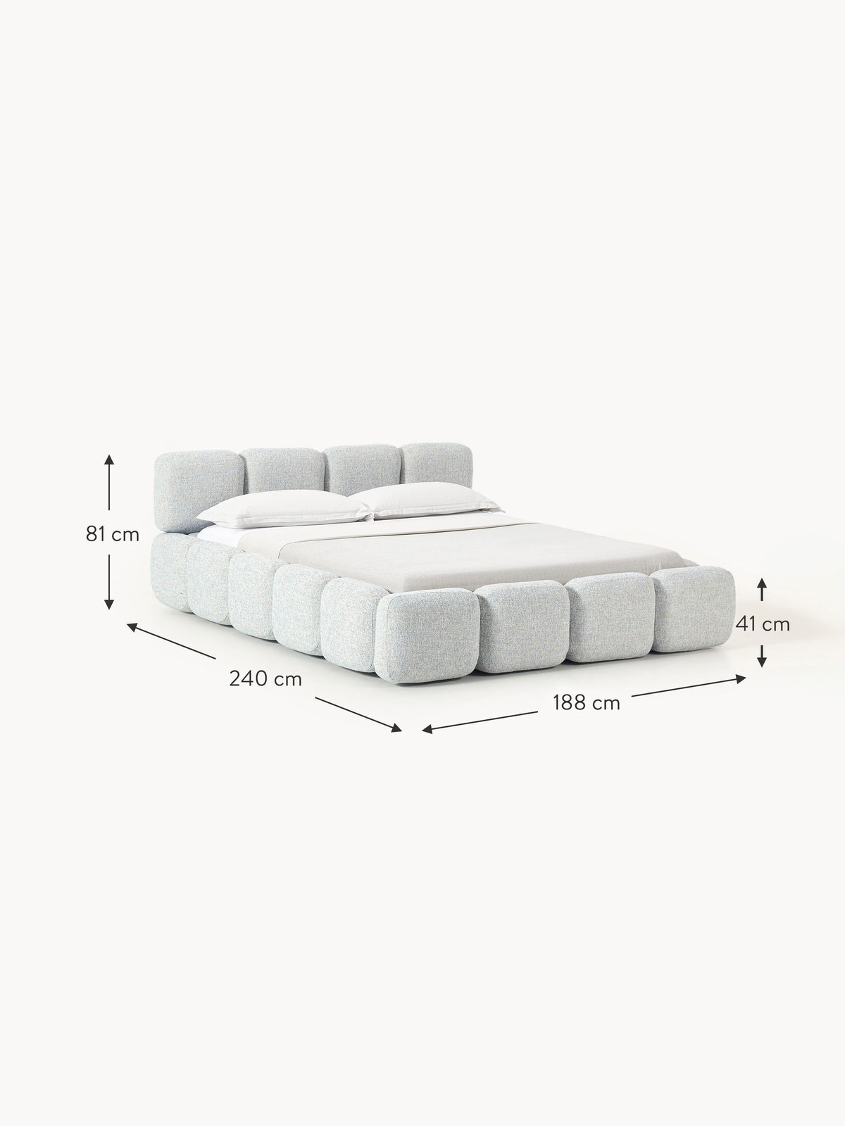 Tayla Upholstered Bouclé Bed with Storage Space