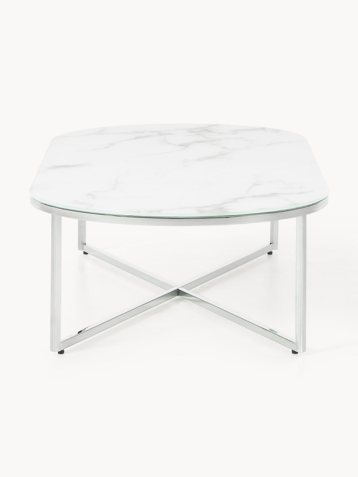 Antigua Oval Coffee Table with Marble Effect Glass Top