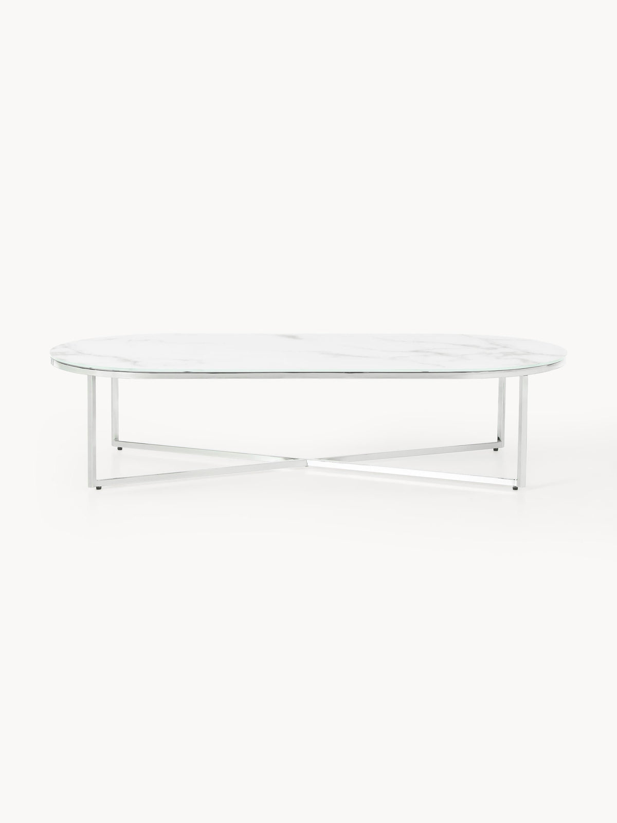 Antigua Oval Coffee Table with Marble Effect Glass Top