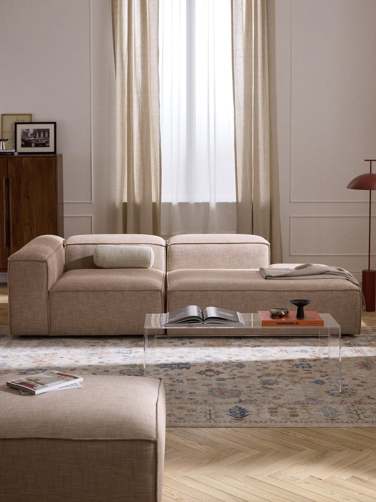Lennon Linen Blend Modular Ottoman