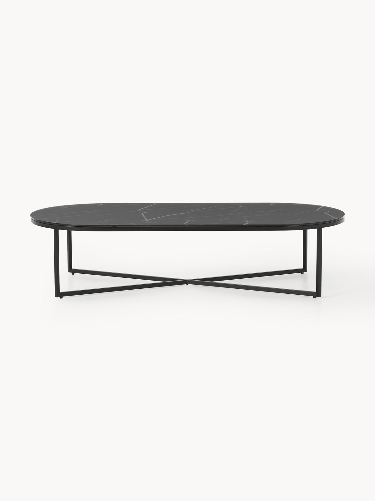 Antigua Oval Coffee Table with Marble Effect Glass Top