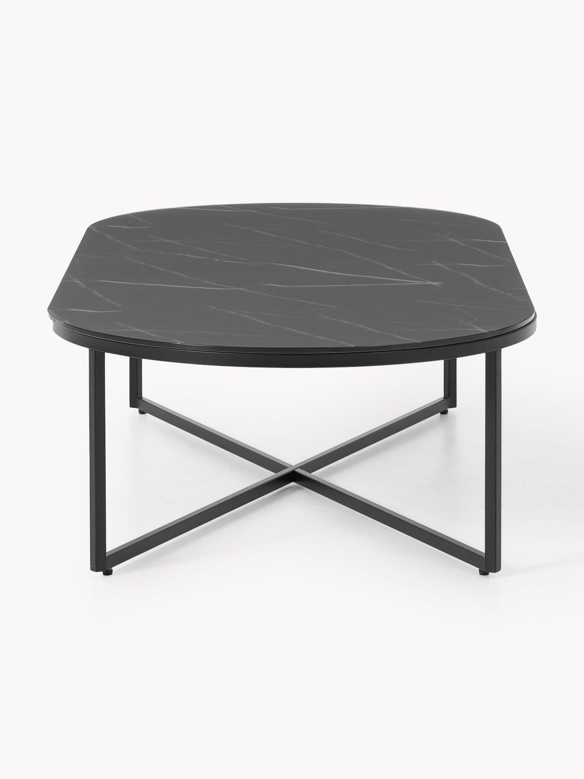 Antigua Oval Coffee Table with Marble Effect Glass Top