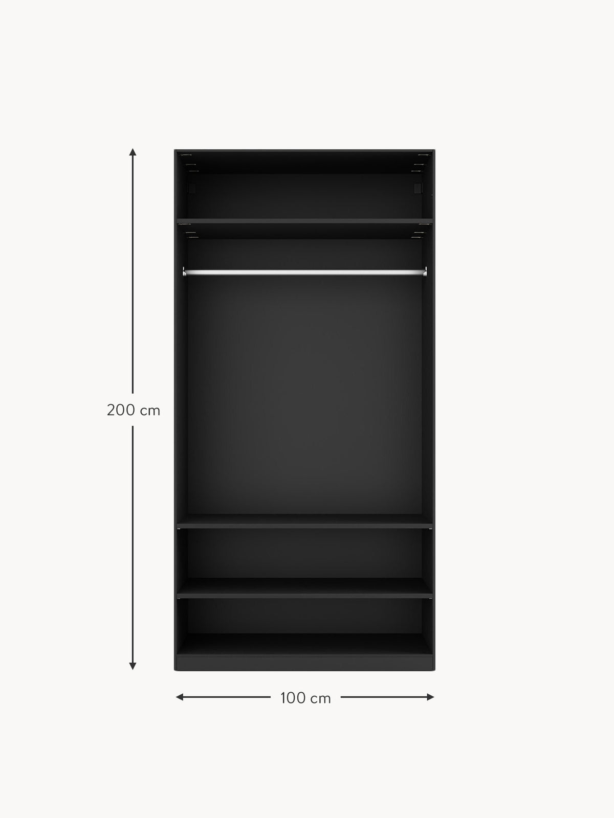 Simone Modular Hinged Door Wardrobe, 100 cm Wide, in various sizes