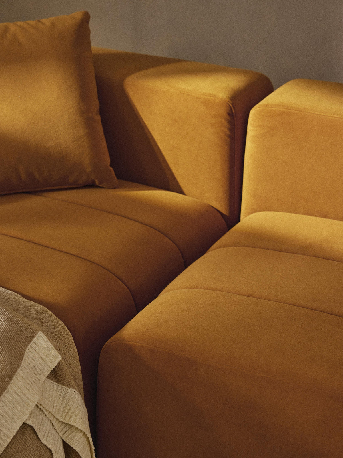 Lena Modular Velvet Sofa (2-seater) with Ottoman (left/right)