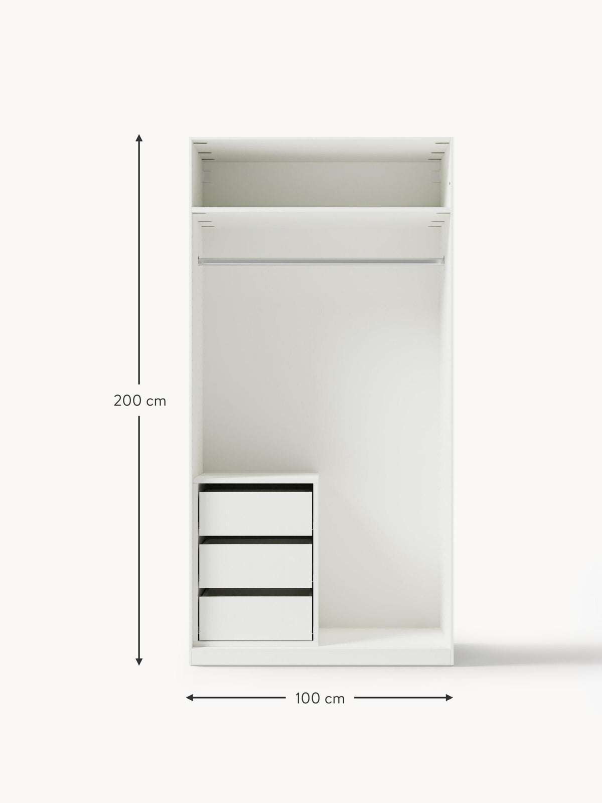 Jeanne Modular Hinged Door Wardrobe, 100 cm Wide, in various sizes