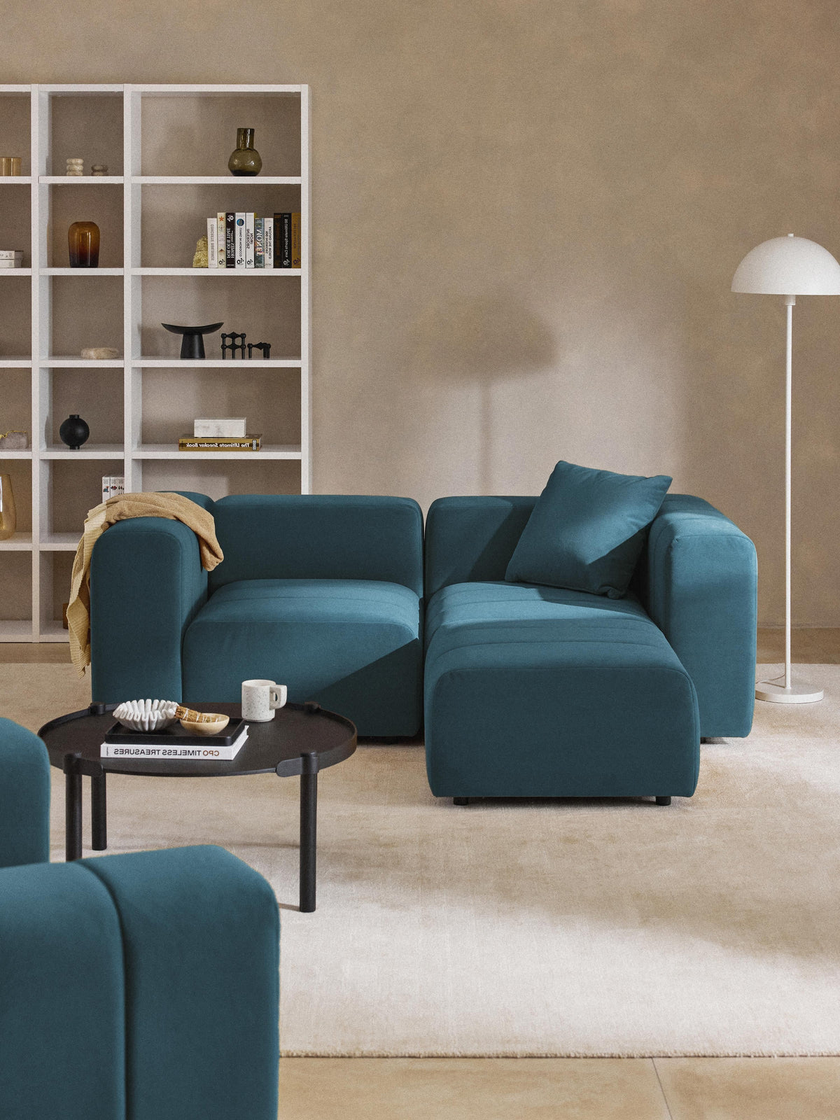 Lena Modular Velvet Sofa (2-seater) with Ottoman (left/right)