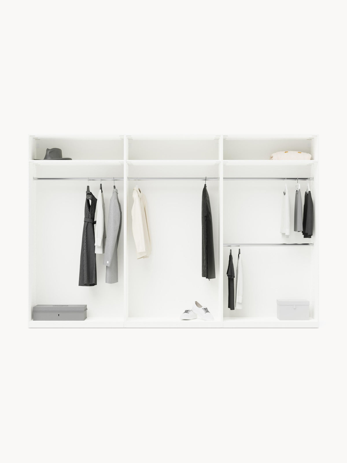 Charlotte Modular Hinged Door Wardrobe, 100 cm Wide, in various sizes