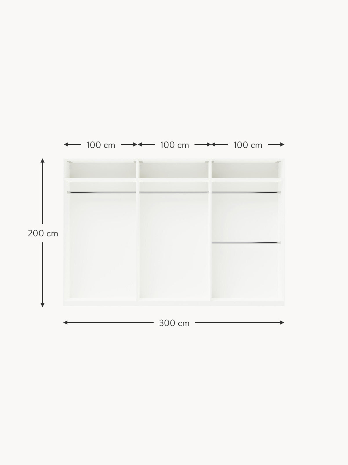 Charlotte Modular Hinged Door Wardrobe, 100 cm Wide, in various sizes