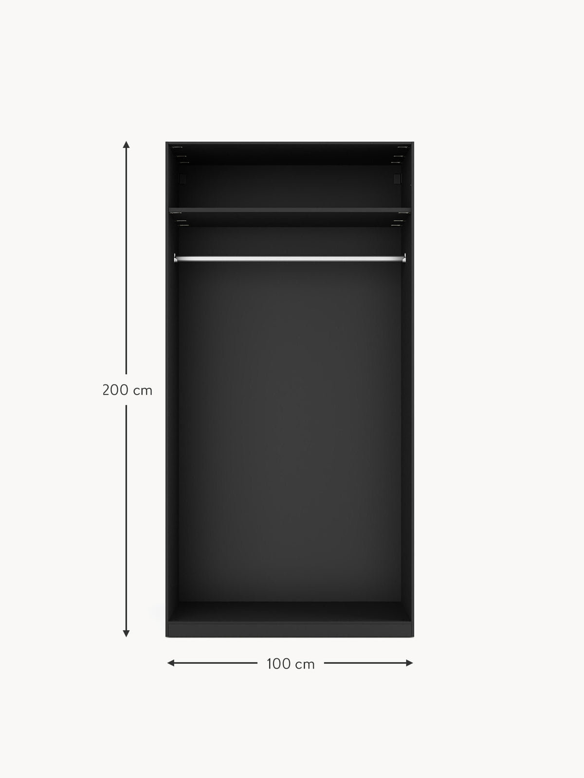 Leon Modular Hinged Door Wardrobe, 100 cm Wide, in various sizes