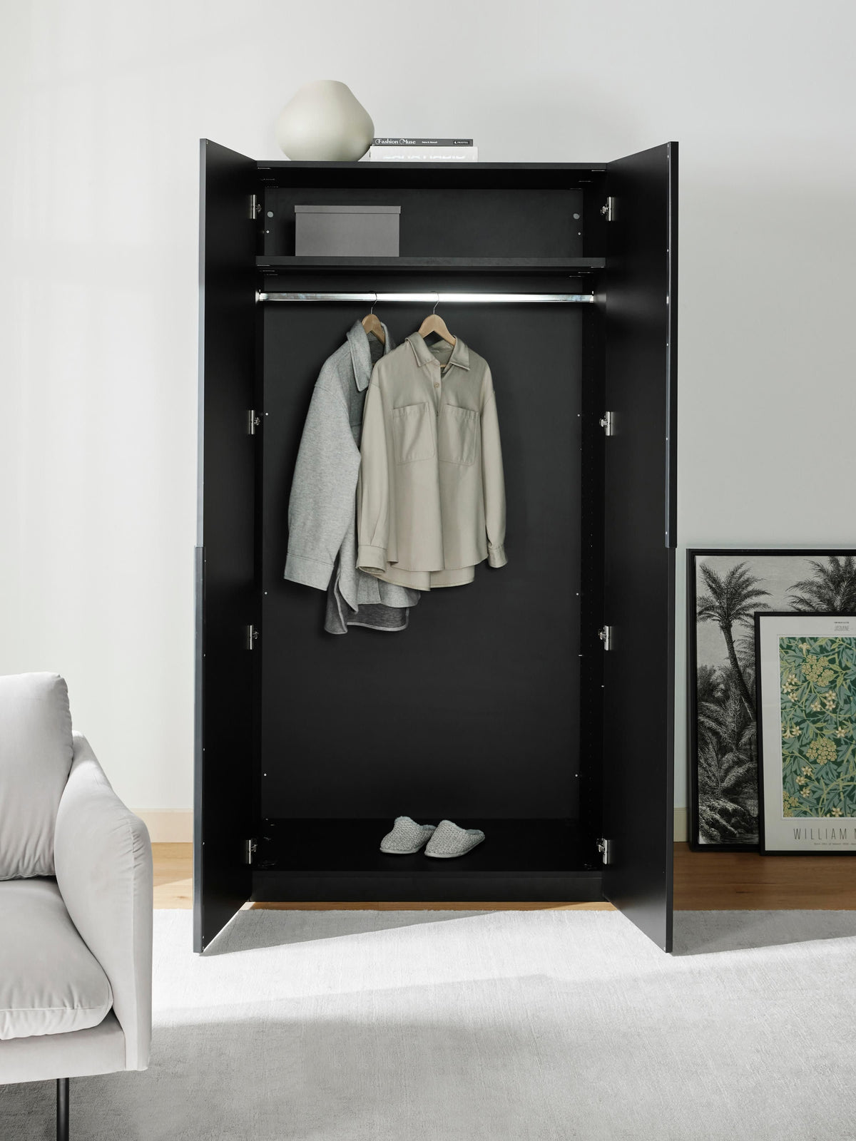 Leon Modular Hinged Door Wardrobe, 100 cm Wide, in various sizes