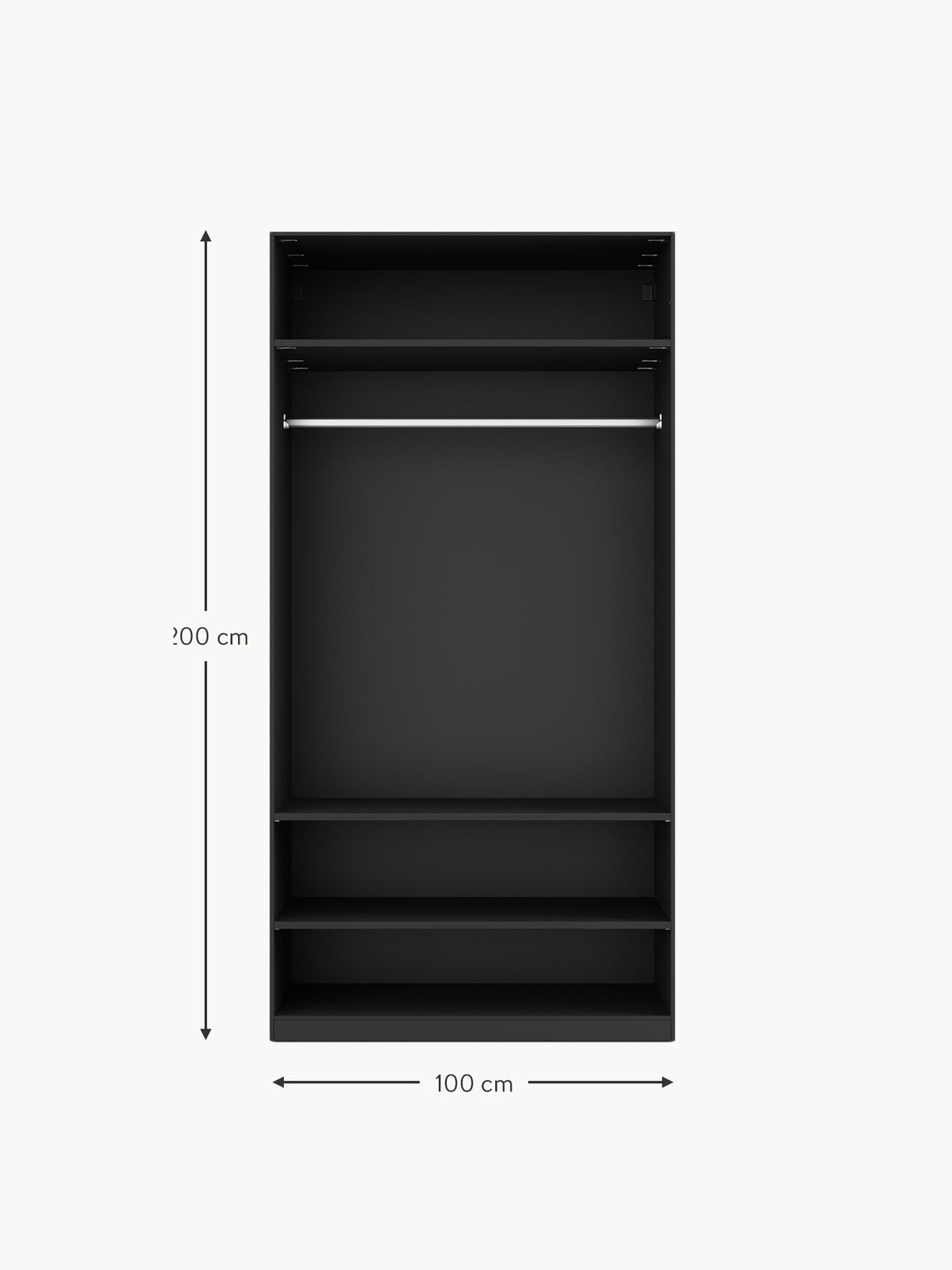 Leon Modular Hinged Door Wardrobe, 100 cm Wide, in various sizes