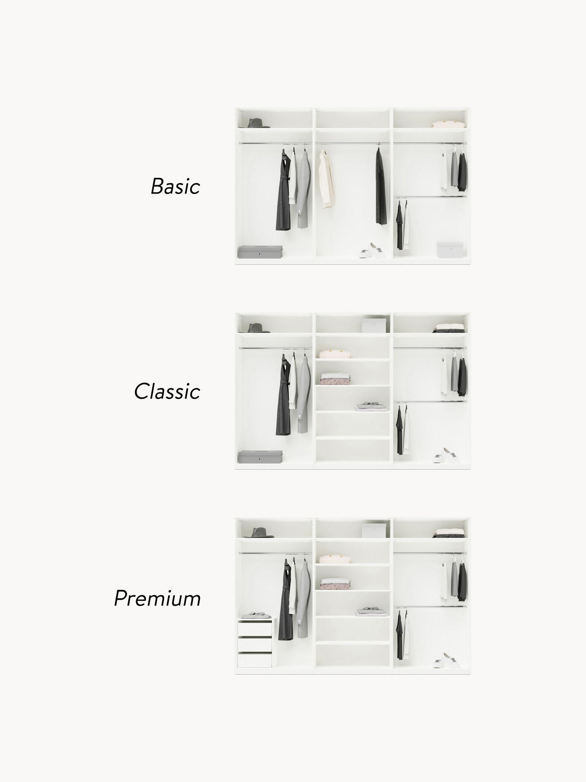 Charlotte Modular Hinged Door Wardrobe, 300 cm Wide, in various sizes