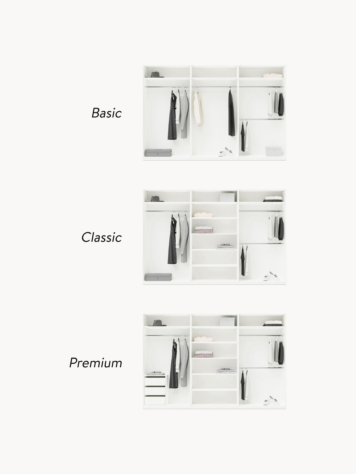 Charlotte Modular Hinged Door Wardrobe, 300 cm Wide, in various sizes