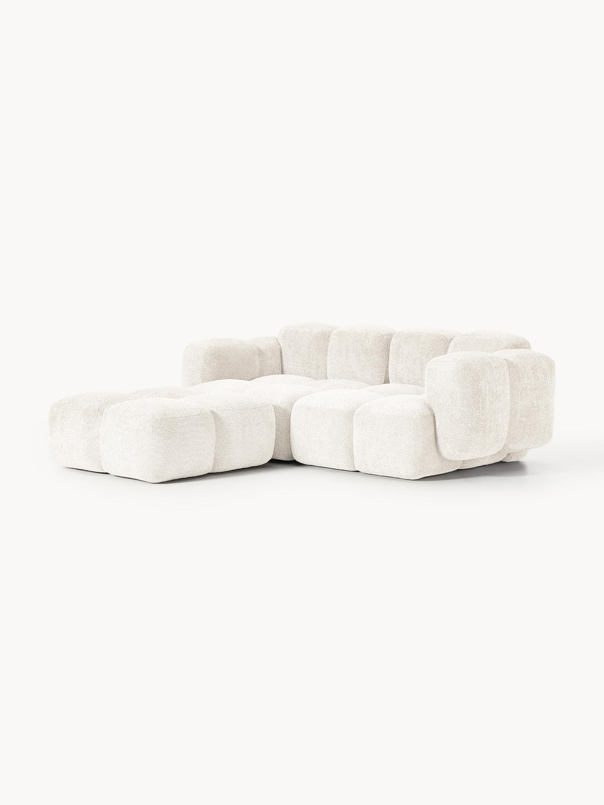 Tayla Modular Teddy-Bouclé Sofa (2-seater) with Ottoman (left/right)