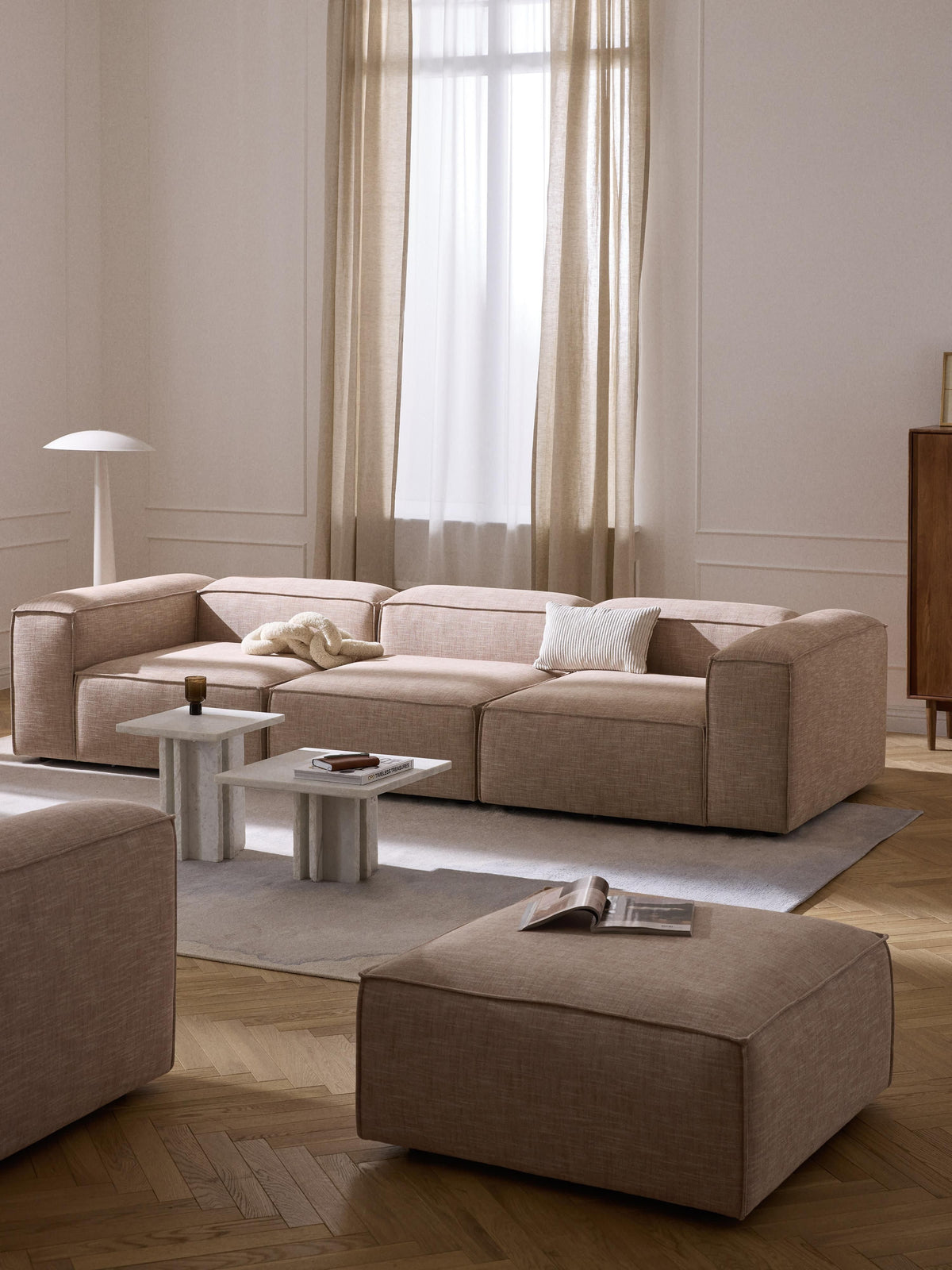 Lennon Linen Blend Modular Sofa (4-seater)