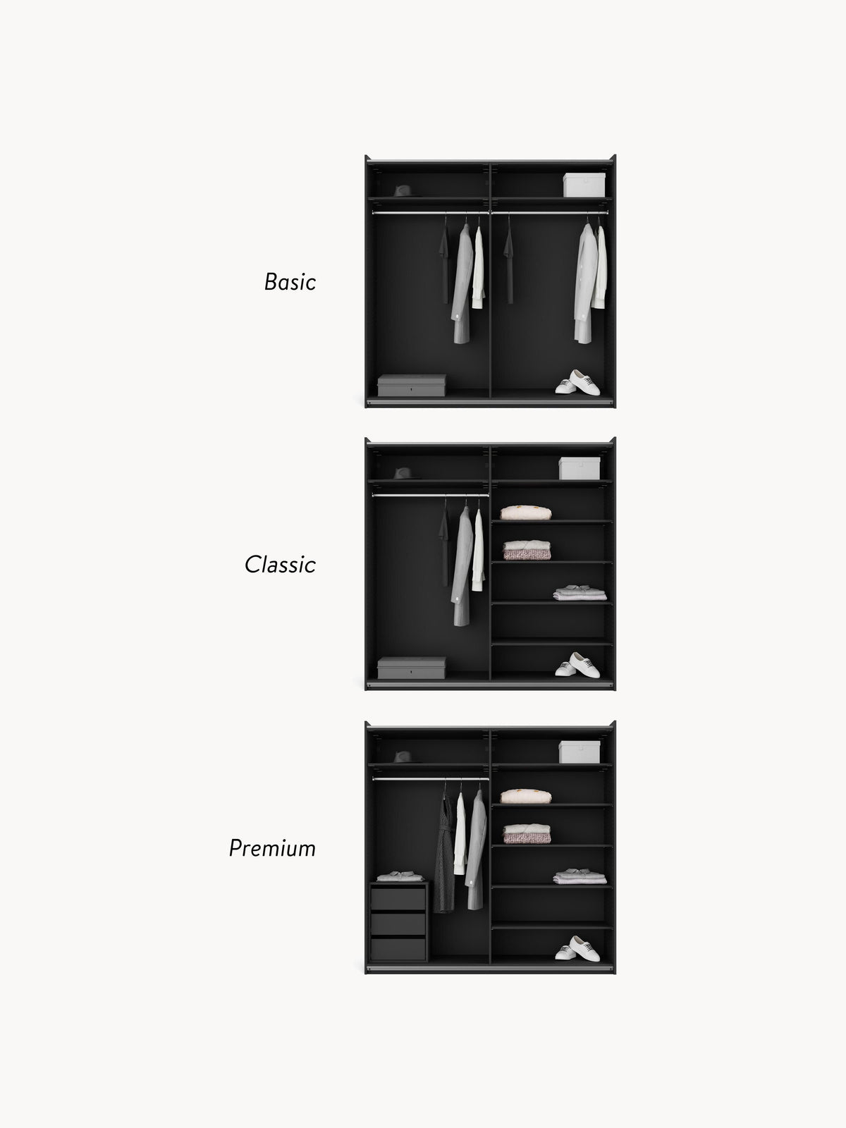 Leon Modular Sliding Door Wardrobe, 200 cm Wide, in various sizes
