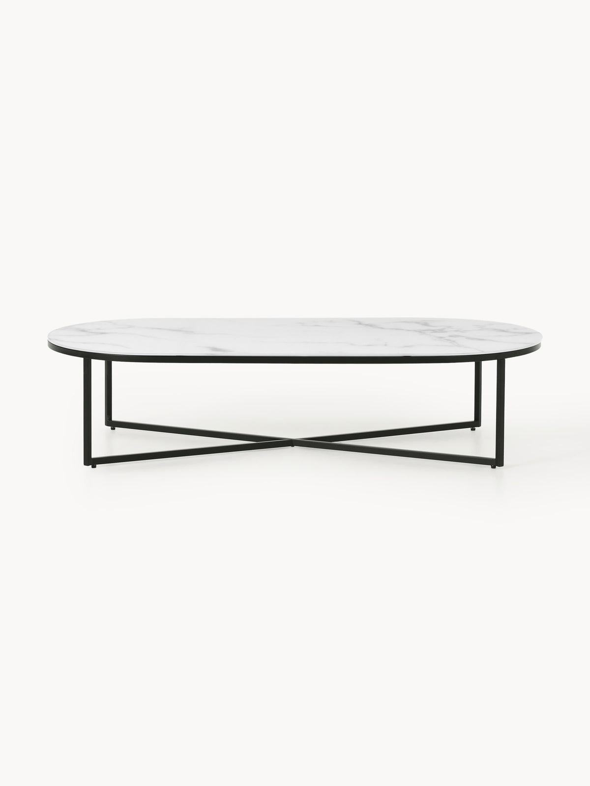 Antigua Oval Coffee Table with Marble Effect Glass Top