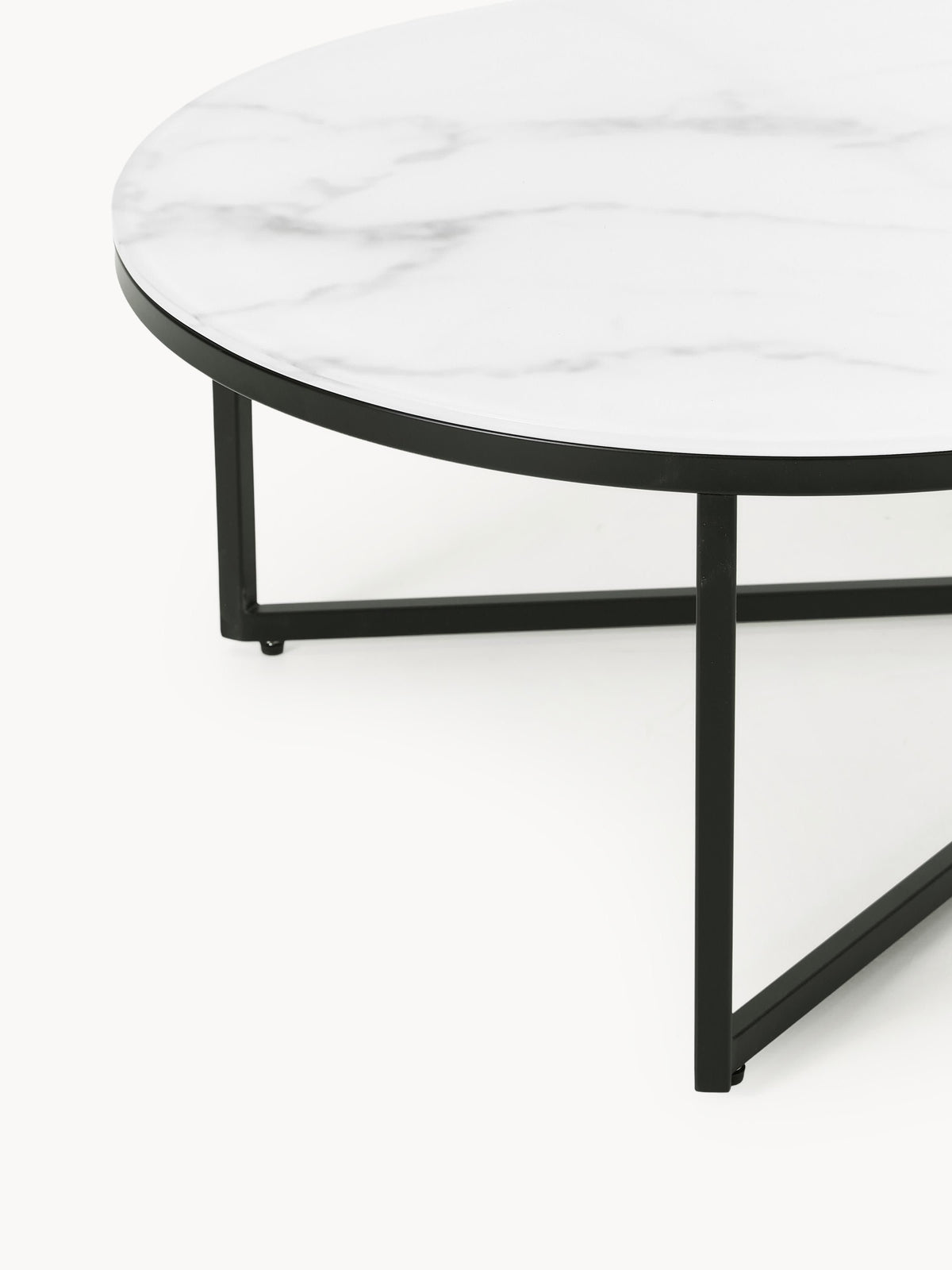 Antigua Oval Coffee Table with Marble Effect Glass Top