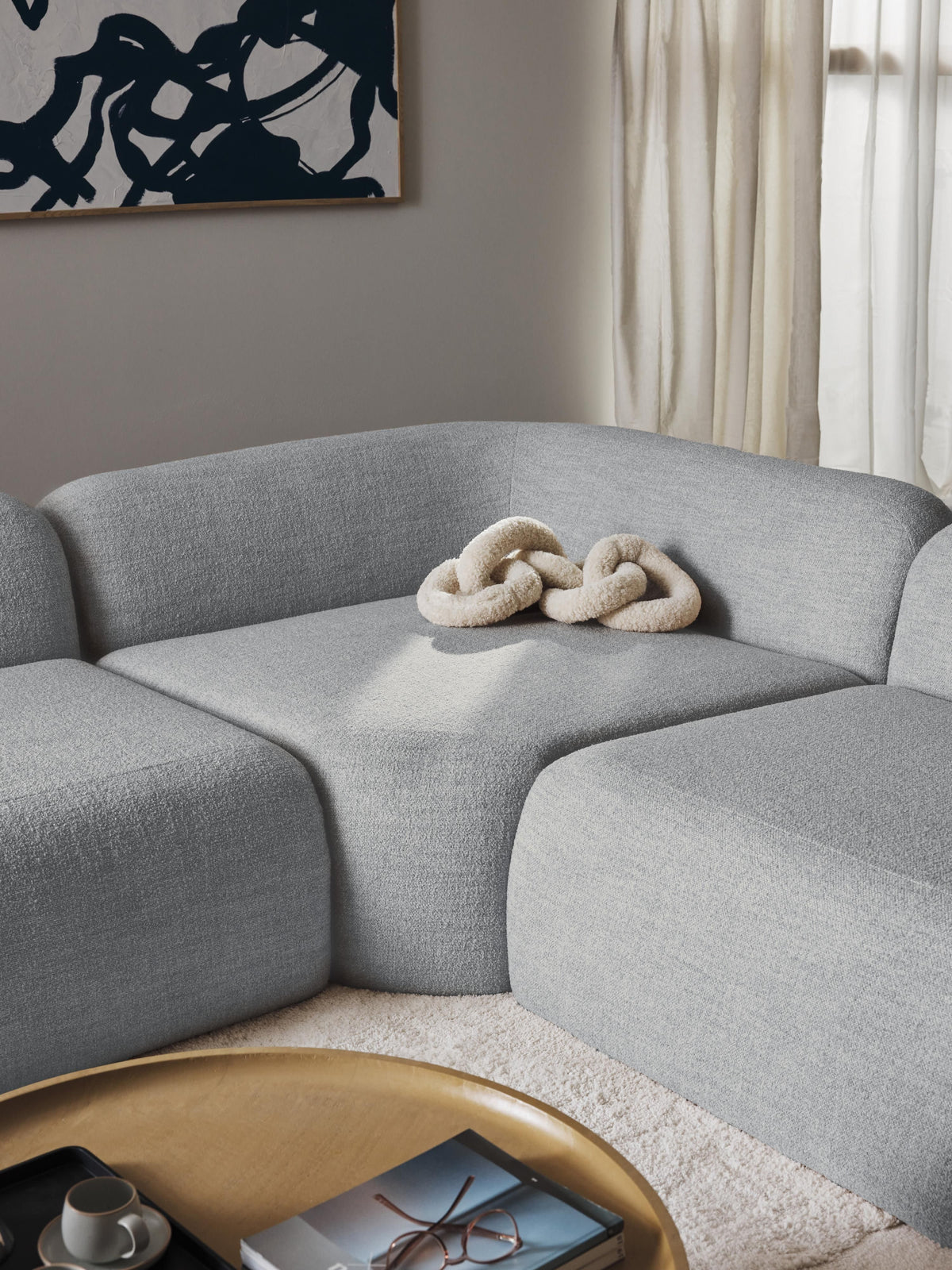 Wolke Round Bouclé Corner Module