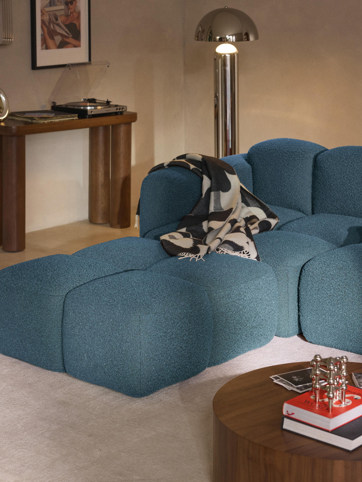 Tayla Bouclé Modular Sofa (2-seater) with Ottoman (left/right)