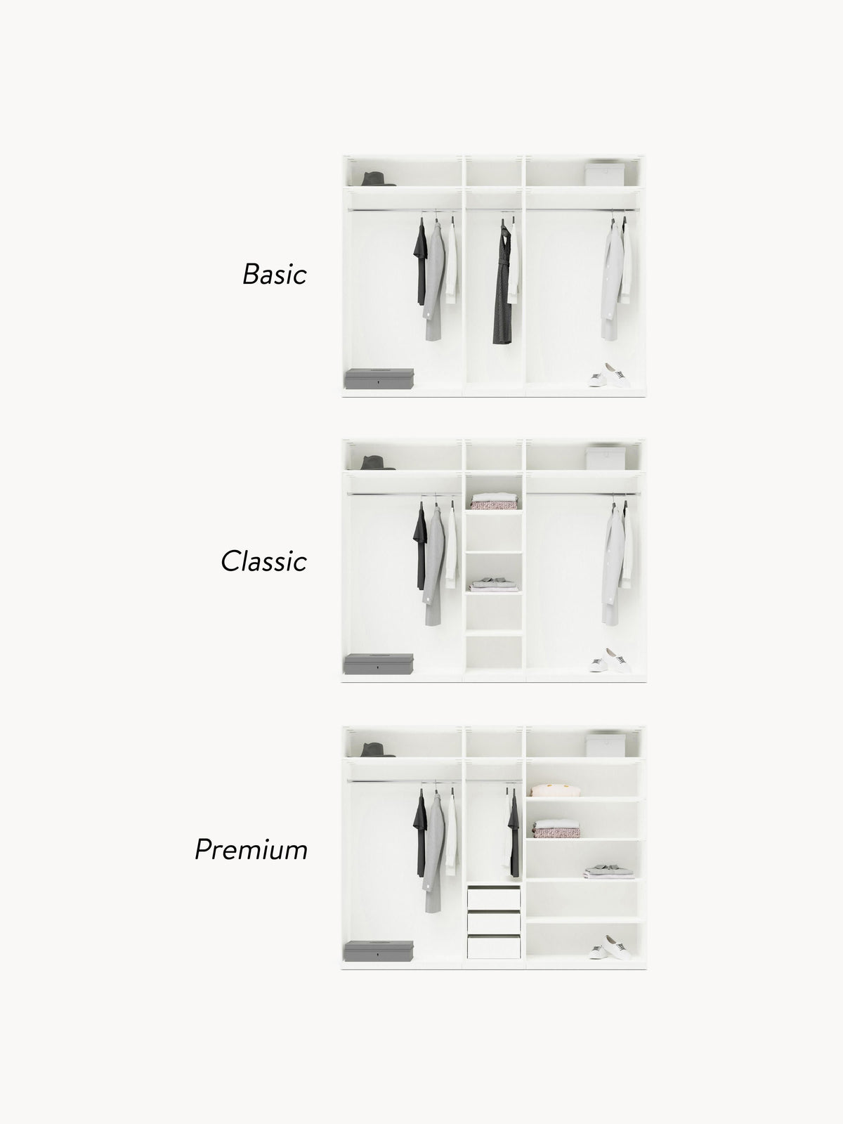 Leon Modular Hinge Door Wardrobe, 250 cm Wide, in various sizes