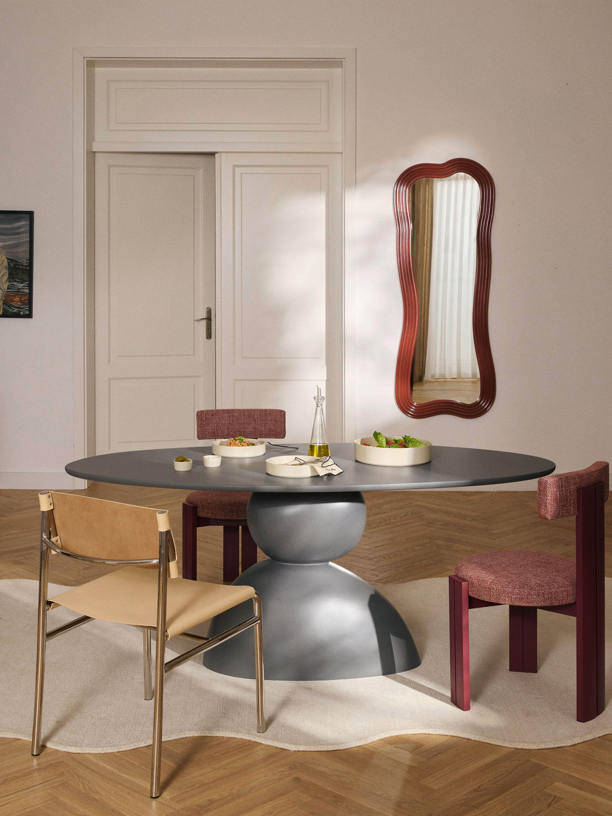 Sahra Oval Dining Table with Organic Design, 180 x 90 cm