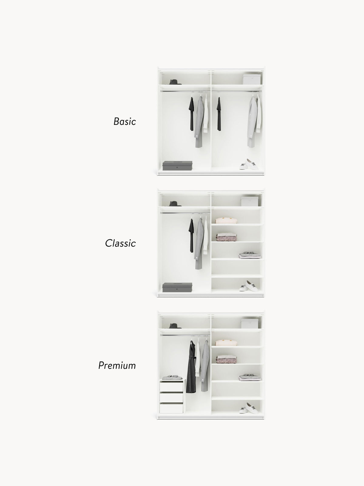 Simone Modular Sliding Door Wardrobe, 200 cm Wide, in various sizes