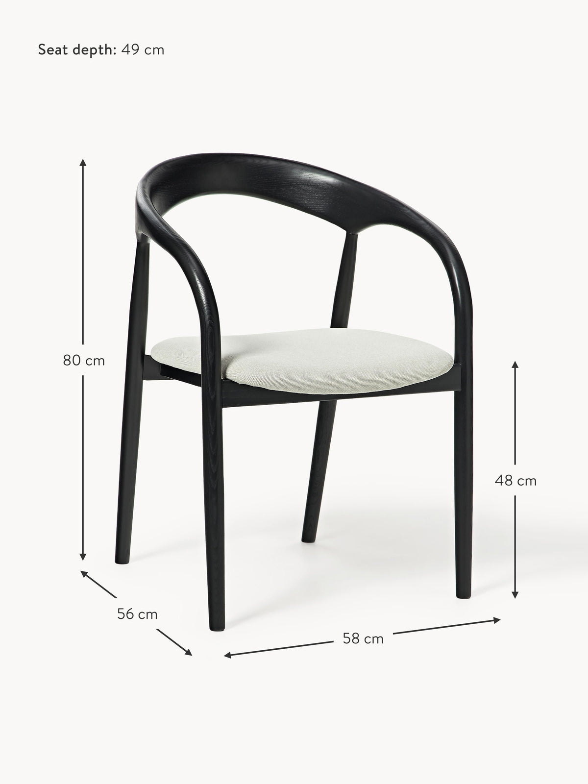 Camille Ash Wood Dining Chair with Seat Cushion