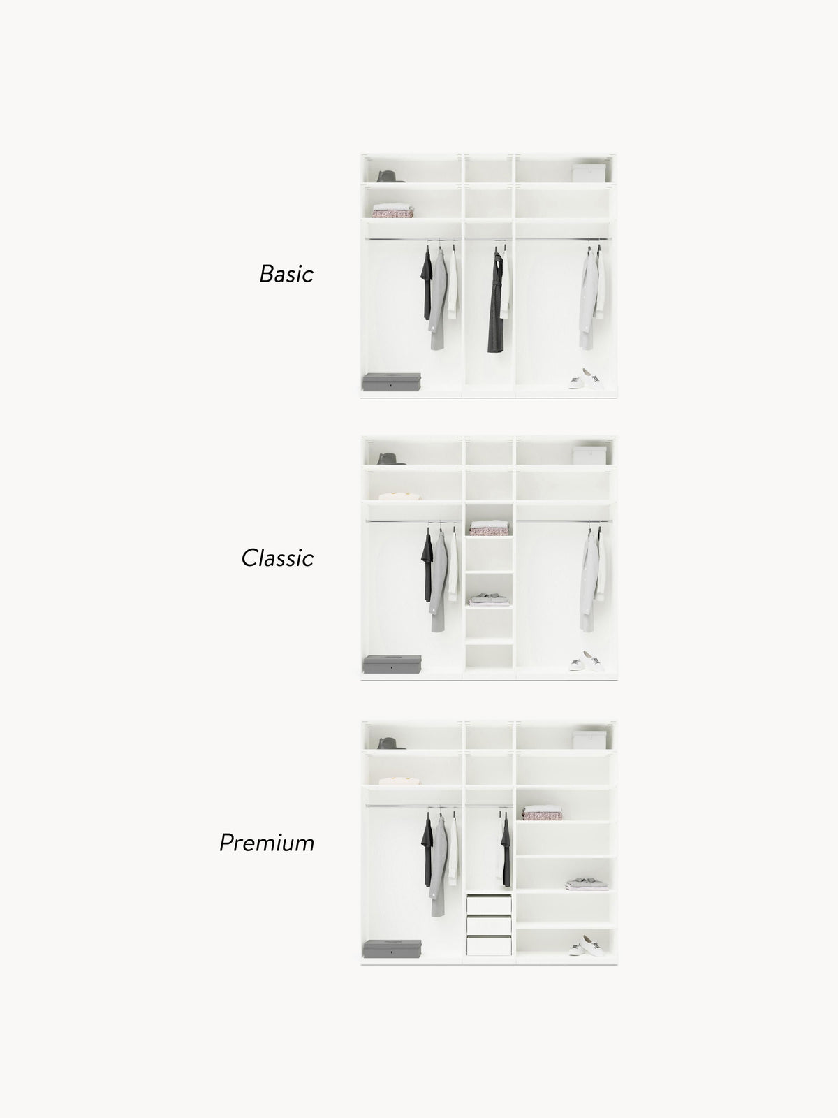 Charlotte Modular Hinged Door Wardrobe, 250 cm Wide, in various sizes