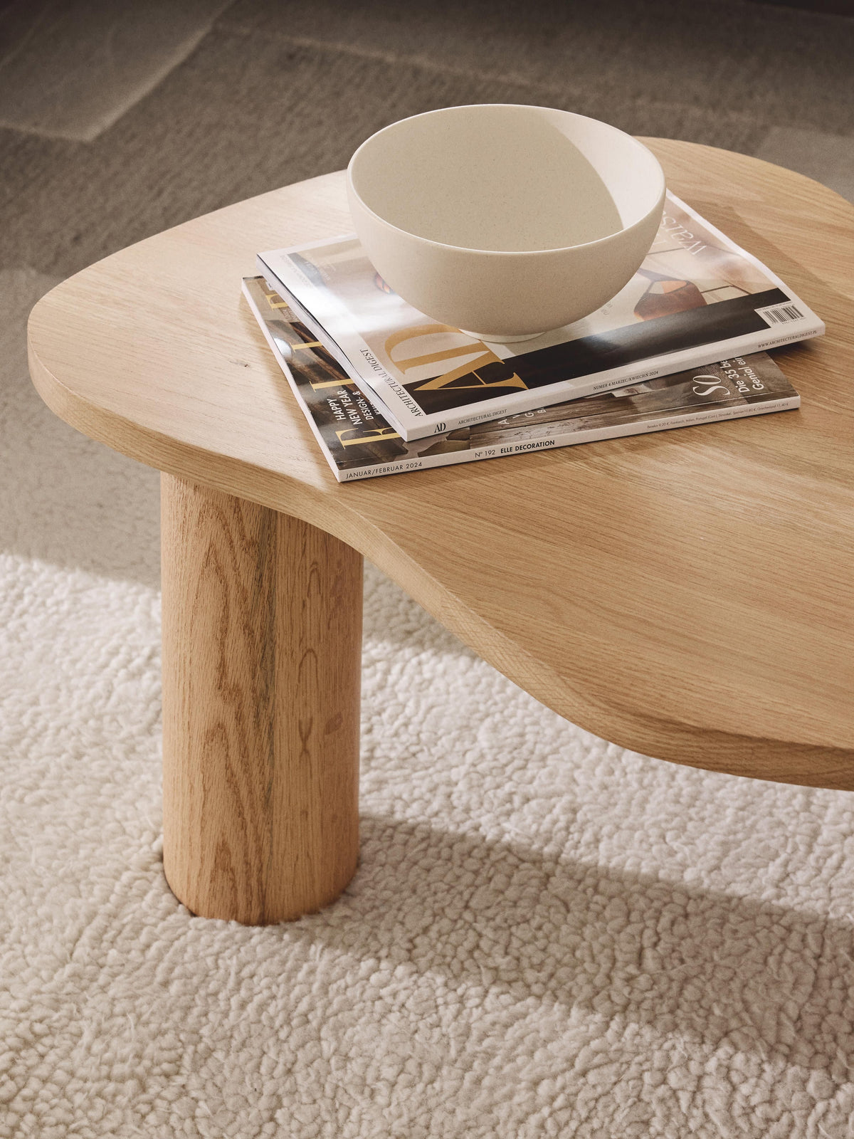 Didi Oak Wood Coffee Table in Organic Shape